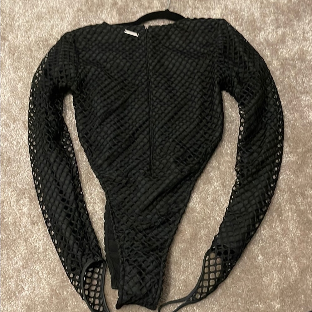 Black Mesh Long Sleeve Top - Picture 3 of 3